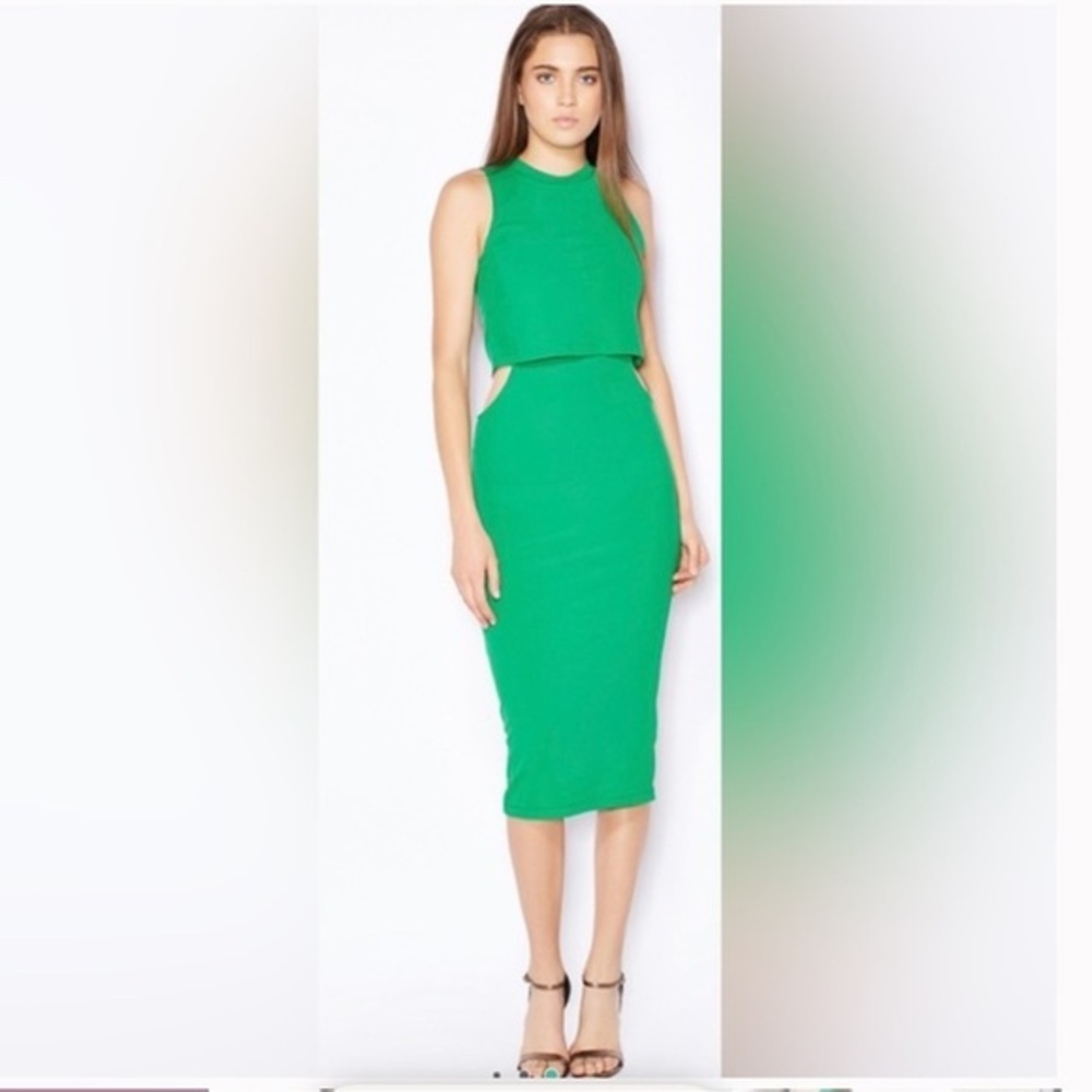 Topshop Sleeveless Cutout Midi Dress Kelly Green Size 4 Knit